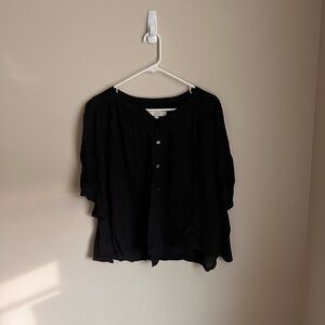 LOFT Black Button-Up Blouse